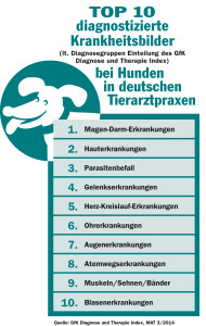 Top-10 der häufigsten Hundekrankheiten. (Grafik: © obs / Bundesverband für Tiergesundheit e.V.)