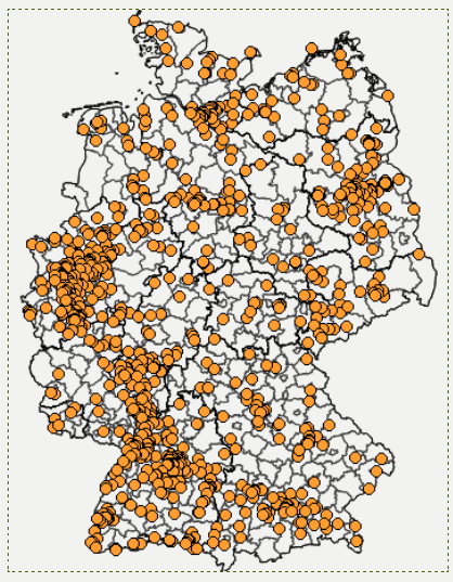 Mückenatlas für Deutschland: Einsendungen werden identifiziert und kartographiert – so will man Exoten erkennen. (Karte: © Projekt Mückenatlas)